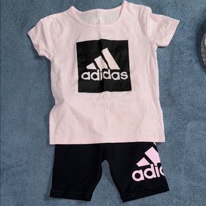 Adidas Kids Pink Tee and Black Shorts Set